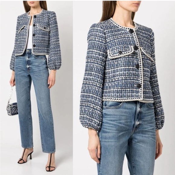 Veronica Beard Jackets & Blazers - Veronica Beard Brim Blue & White Tweed Jacket Blazer 6